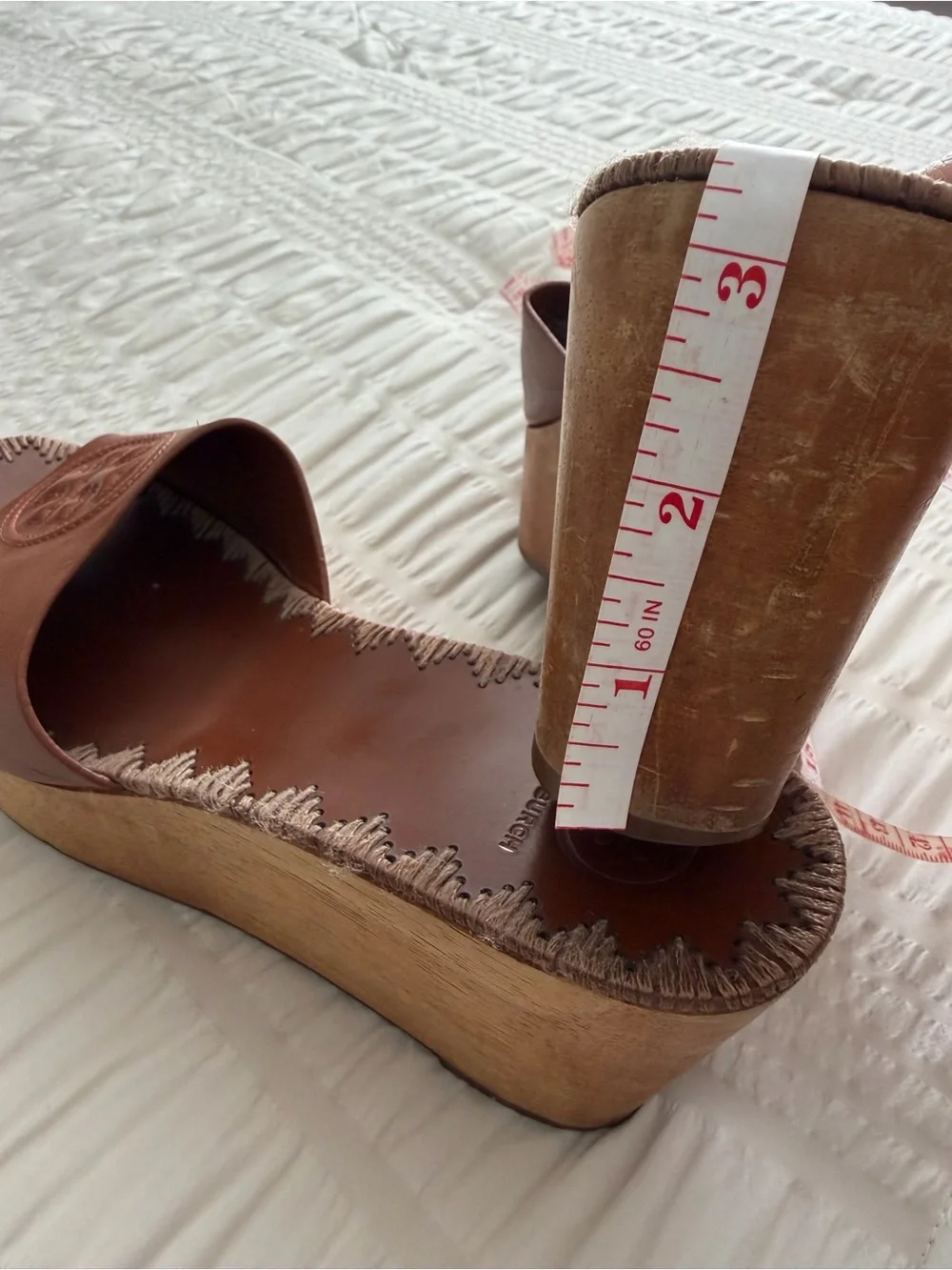 Tory Burch Cognac Leather Wedge Slide Size 9.5